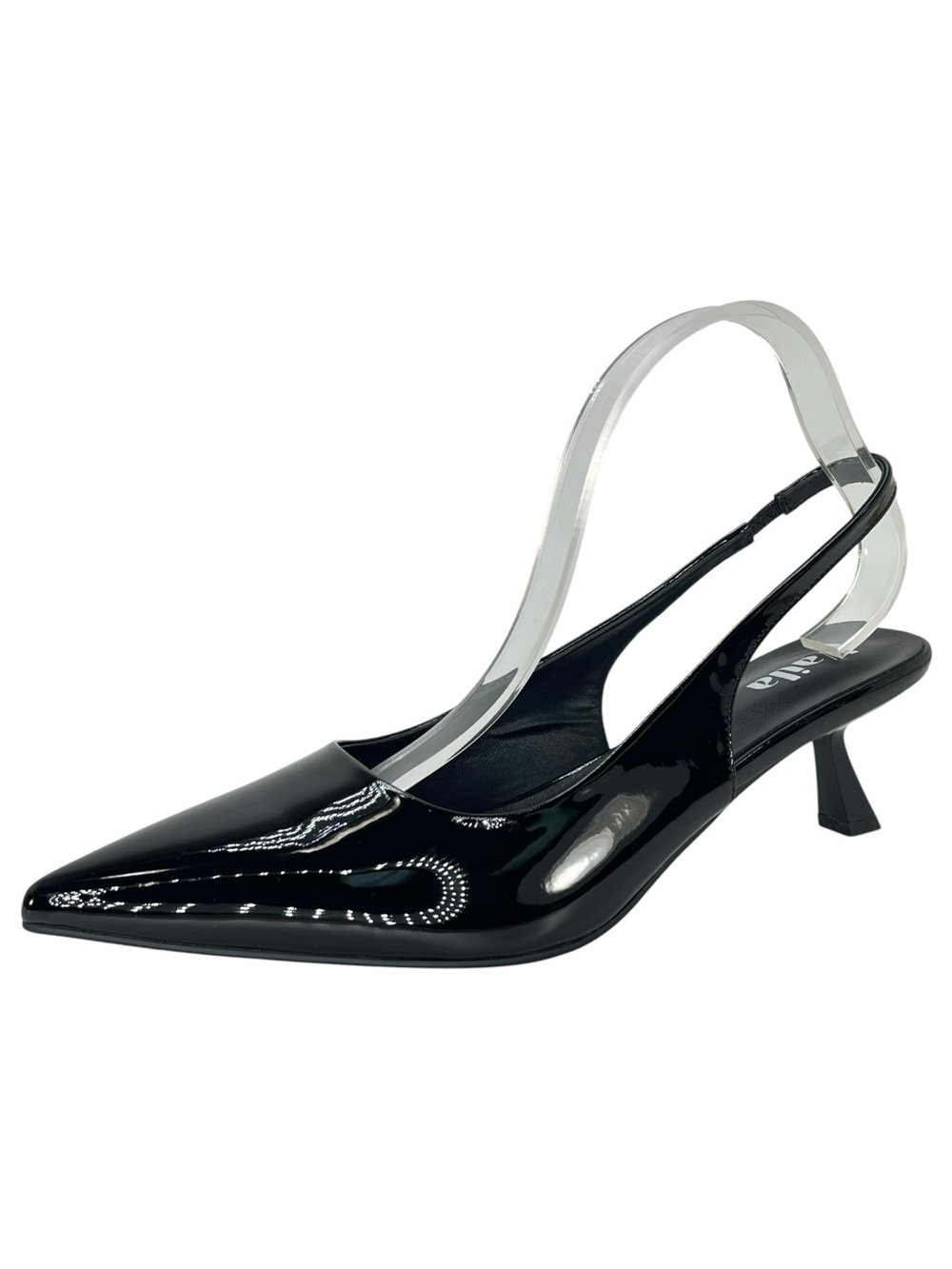 Vaila Lisa Black Patent Leather Slingback Womens Heels Size 13M - Picture 2 of 10